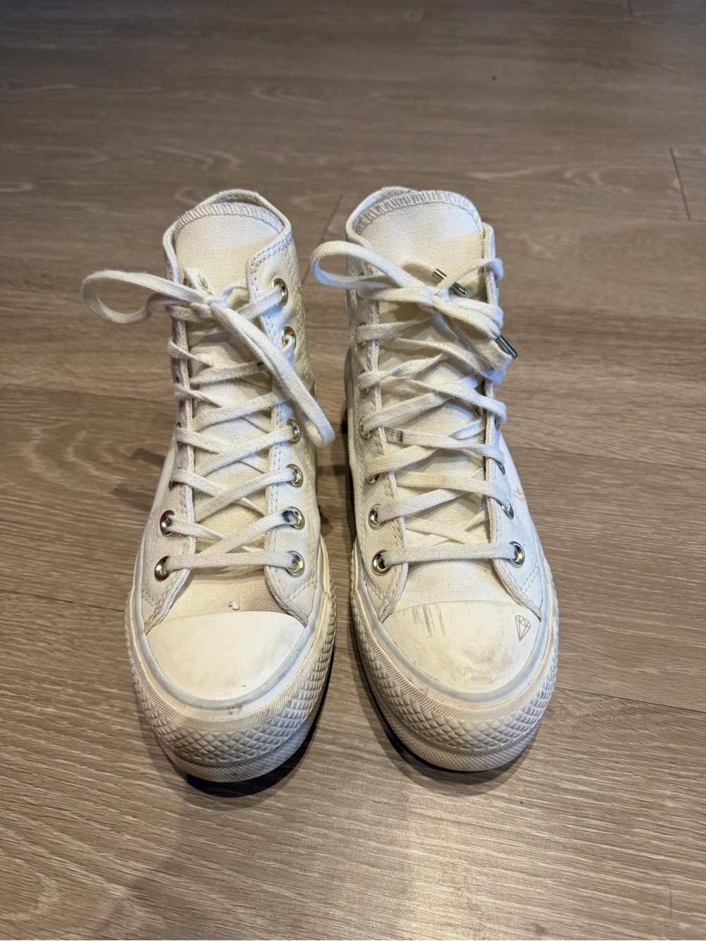 Converse Men's High-Top Canvas Sneakers in Cream